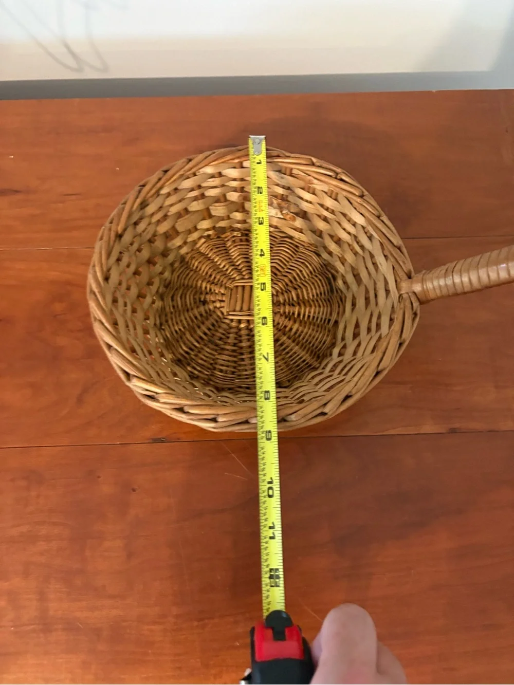 Vintage Wicker Scoop Basket Long Handle Hanging Farmhouse Decor